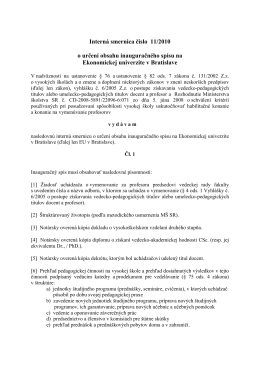 Interná smernica číslo 11/2010 o určení obsahu inauguračného