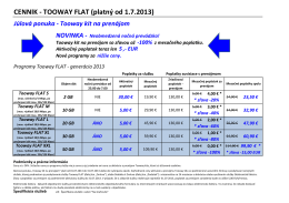 CENNÍK - TOOWAY FLAT (platný od 1.7.2013)