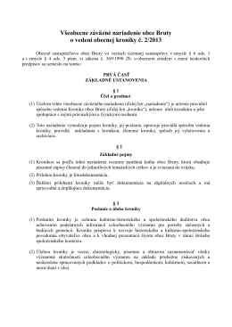 VZN o vedení obecnej kroniky č. 2/2013