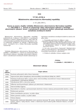 244/2011 Vyhláška Ministerstva zdravotníctva - MEDIK