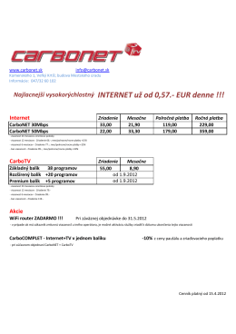 INTERNET už od 0,57.- EUR denne !!!