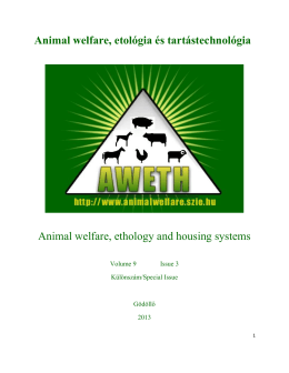 Animal welfare - 9. évf. 3. sz. (2013.) - Különszám