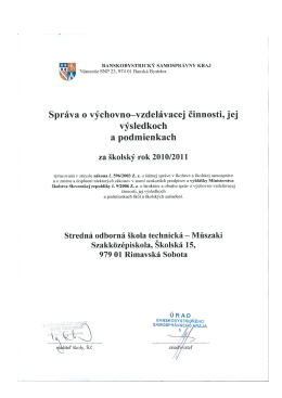SOŠT-Správa o výchovnovzdelávacej činnosti v škol. roku 2010-2011