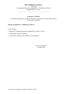 Uznesenia z II. zasadnutia OZ zo dňa 8.12.2014