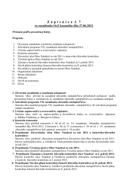 Zápisnica a uznesenia zo zasadnutia OZ - 27.06.2012