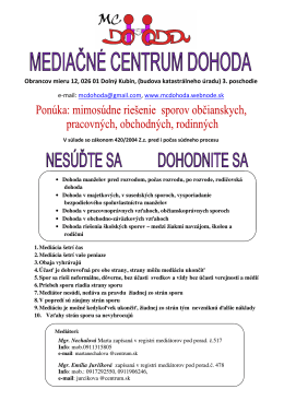 Informačný plagát Mediačného centra Dohoda