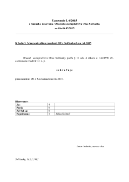 Uznesenia zo zasadnutia OZ v Solčiankach zo dňa 6.3.2015