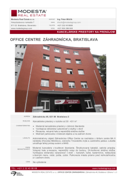 OFFICE CENTRE ZÁHRADNÍCKA, BRATISLAVA