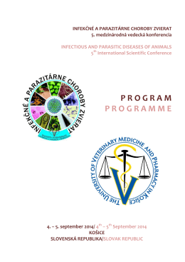 FINAL PROGRAM IPCHZ 2014.pdf - Infekčné a parazitárne choroby