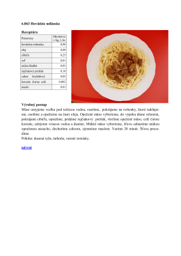 6.063 Hovädzie milánske Receptúra Výrobný postup Mäso