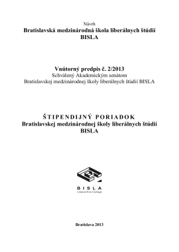 Štipendijný poriadok BISLA 2 /2013