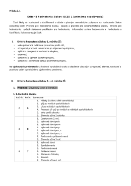 kritériá hodnotenia pre ISCED 1 - 6zs
