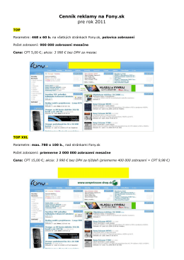 Cenník reklamy na Fony.sk pre rok 2011