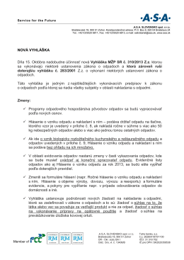Vyhláška MŽP SR č. 310/2013 Z.z. ktorou sa vykonávajú