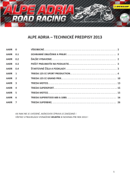 Alpe Adria cup technické predpisy 2013
