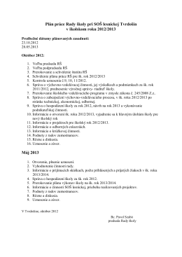 Plán práce Rady školy na šk. rok 2012/13