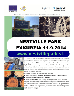 www.nestvillepark.sk NESTVILLE PARK EXKURZIA 11.9.2014