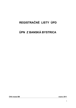 Registračné listy UPN-Z - ÚHA mesta Banská Bystrica
