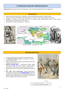 3.3 Rozpad Osmanskej ríše a Balkánsky polostrov