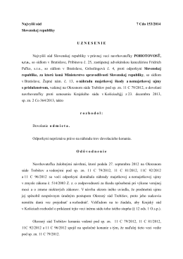 Najvyšší súd 7 Cdo 153/2014 Slovenskej
