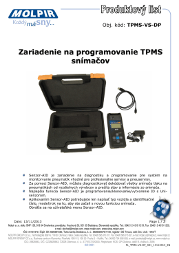 Zariadenie na programovanie TPMS snímačov