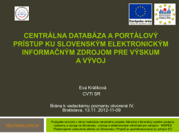 Budovanie databázy a portálového prístupu ku slovenským