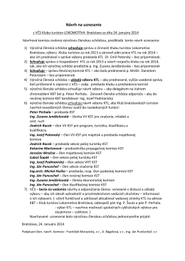 Uznesenie z výročnej členskej schôdze klubu 24.1.2014