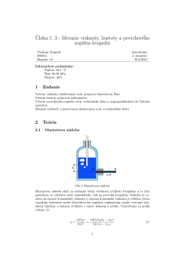 Úloha č. 3 - Meranie viskozity, hustoty a povrchového napätia kvapalin
