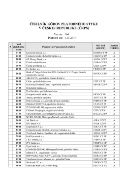 číselník kódov platobného styku v českej republike (čkps)