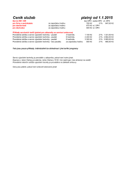 Ceník služeb platný od 1.1.2015