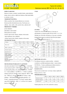 Typový list výrobku Debniace tvarovky ŠBT 40 P+D, 30 , 25