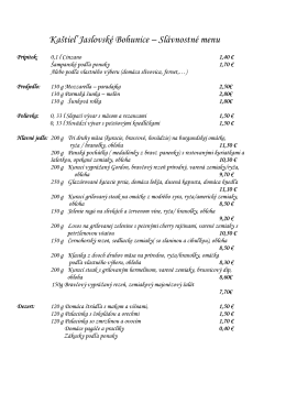 Kaštieľ Jaslovské Bohunice – Slávnostné menu - kastiel