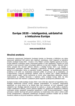 Európa 2020 – inteligentná, udržateľná a inkluzívna Európa
