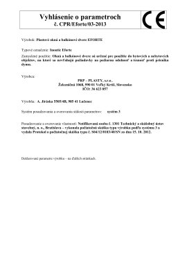 Vyhlásenie o parametroch č. CPR/Eforte/03-2013