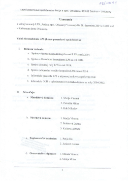 Uznesenie z VZ LPS konaného dňa 28.12.2014