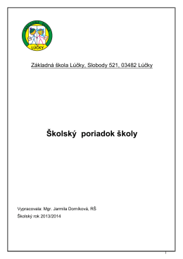 Školský poriadok školy