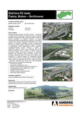 Čadca, Bukov – Svrčinovec - Amberg Engineering Slovakia, sro