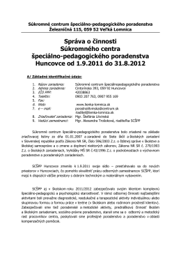 Správa o činnosti SCŠPP Veľká Lomnica 2011/12
