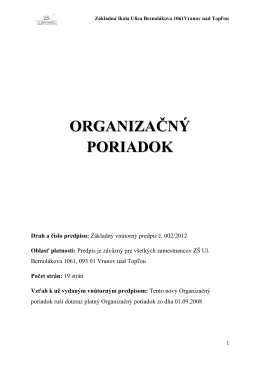 ORGANIZAČNÝ PORIADOK