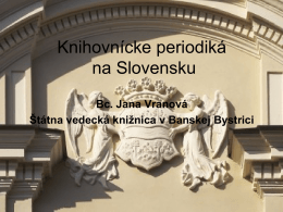 Knihovnícke periodiká na Slovensku