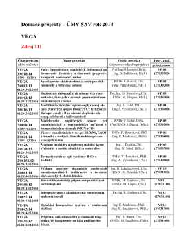 Domáce projekty – ÚMV SAV rok 2014 VEGA