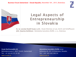 Legal Aspects of Entrepreneurship in Slovakia, Zuzak
