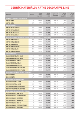 CENNÍK MATERIÁLOV ARTHE DECORATIVE LINE