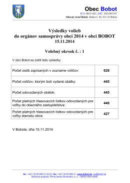 Výsledky volieb do orgánov samosprávy obcí 2014 v obci Bobot
