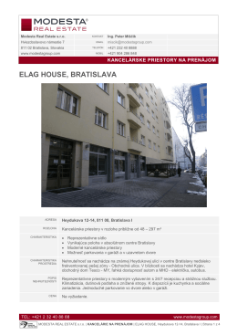 ELAG HOUSE, BRATISLAVA - Modesta Real Estate Slovakia