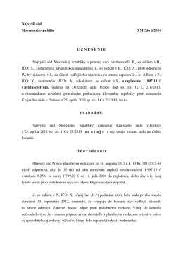 Najvyšší súd Slovenskej republiky 3 MCdo 6/2014