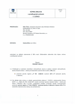 Kúpna zmluva s predkupným právom č. 2/2012