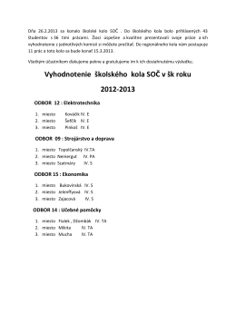 Vyhodnotenie školského kola SOČ v šk roku 2012-2013
