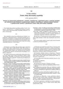 21/2011 Vyhláška Úradu vlády Slovenskej republiky, ktorou sa