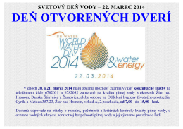 Deň otvorených dverí 20. a 21. marca 2014
